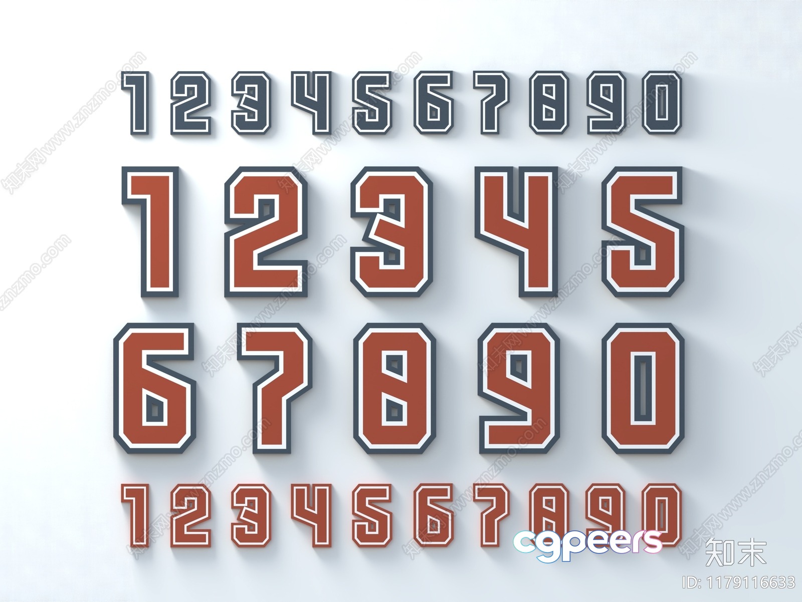Three-Dimensional Numbers 3D Model - 5704 - VRAY Render Three-Dimensional Numbers 3D Model - 5704 - VRAY Render