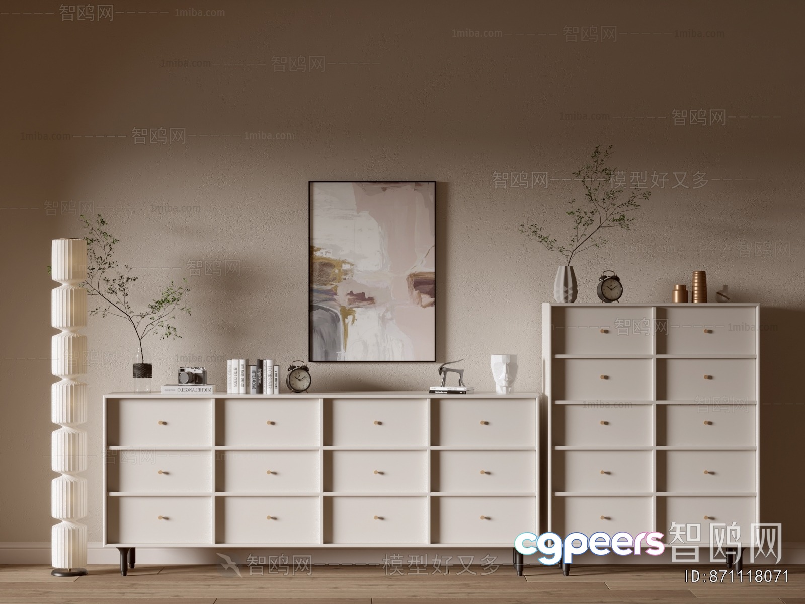 Modern White Dresser 3D Model - 20679 - VRAY Render Modern White Dresser 3D Model - 20679 - VRAY Render