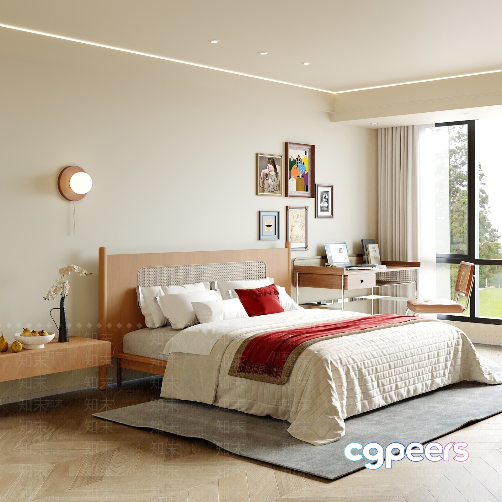 Modern Bedroom Setup 3D Model - 1129 - CORONA Render Modern Bedroom Setup 3D Model - 1129 - CORONA Render