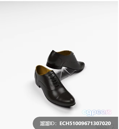 A Pair Of Black Leather Shoes 3D Model - 7391 - VRAY Render