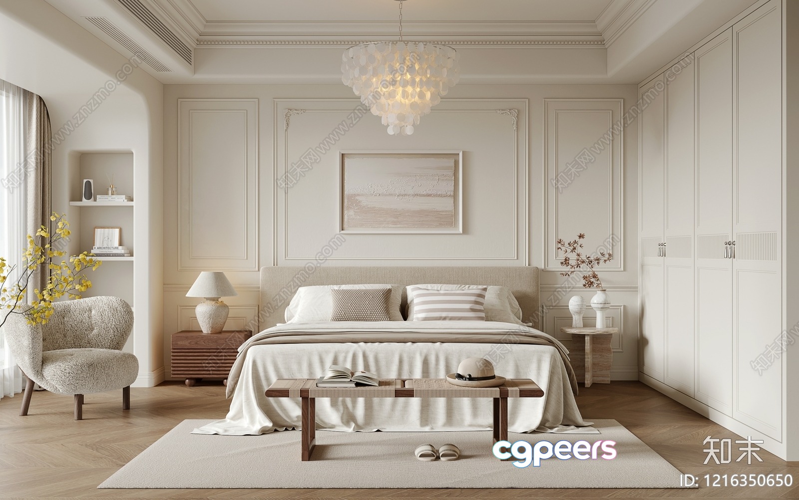 Cozy White Bedroom 3D Model - 13518 - VRAY Render Cozy White Bedroom 3D Model - 13518 - VRAY Render
