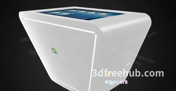 A 3D Model Of A White Cube With A Screen On Top 3D Model - 20596 - VRAY Render