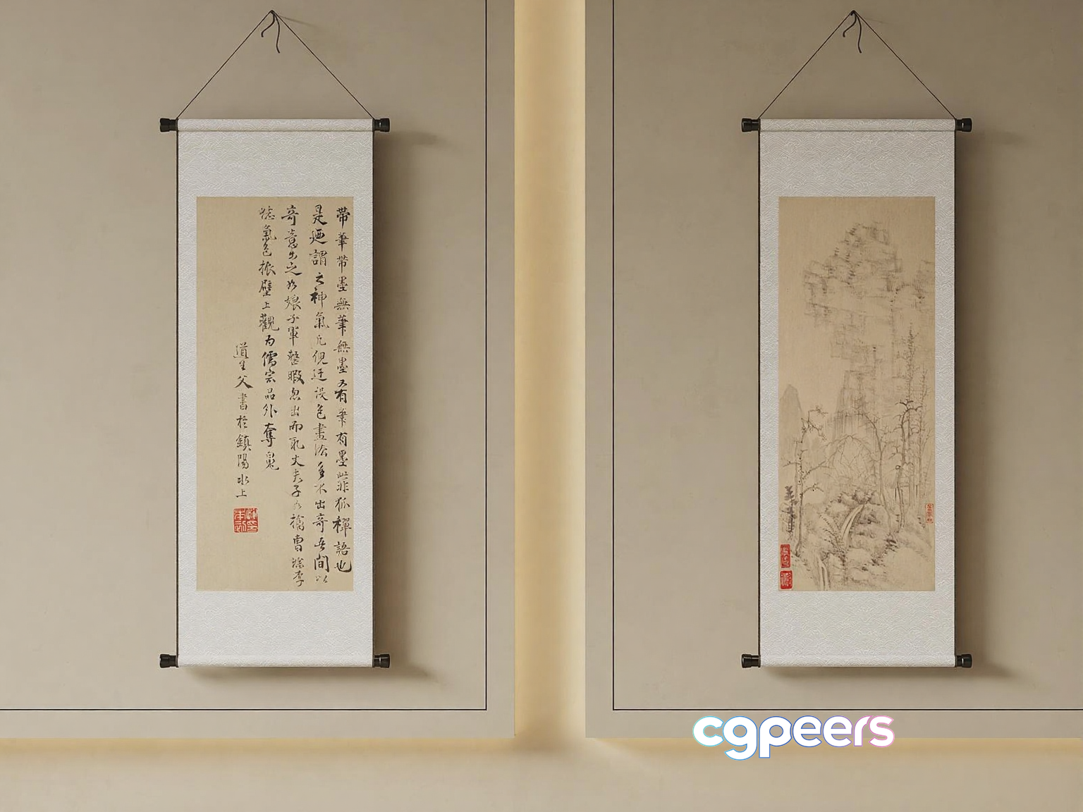 Asian Hanging Scrolls 3D Model - 4421 - VRAY Render