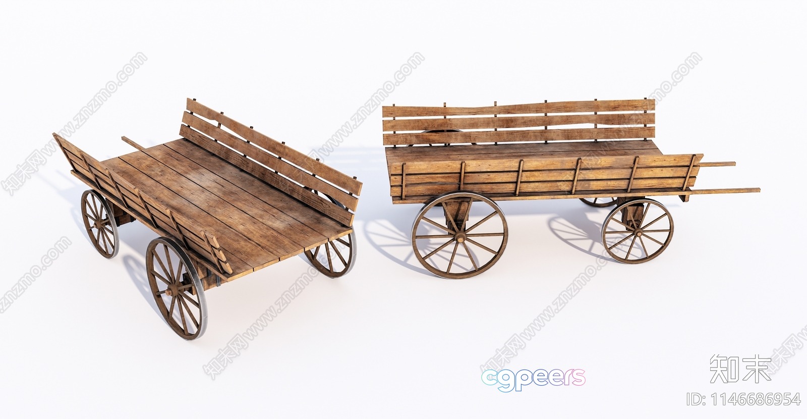 Wooden Cart 3D Model - 21012 - VRAY Render