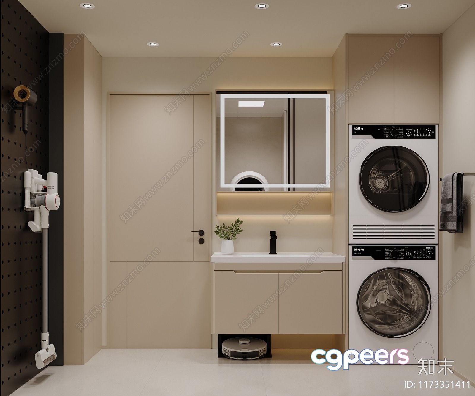 Modern Laundry Room 3D Model - 17828 - CORONA Render