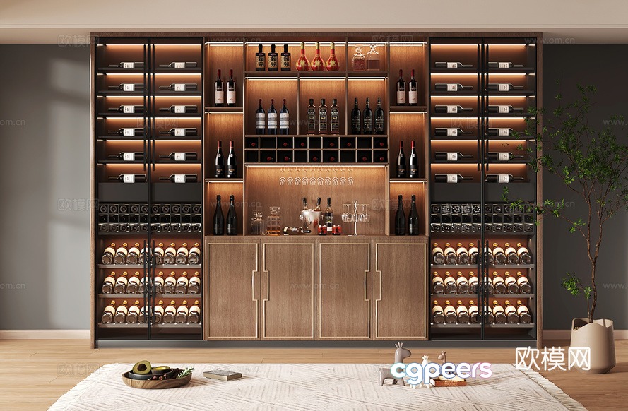 A Large Wine Cabinet 3D Model - 18395 - VRAY Render A Large Wine Cabinet 3D Model - 18395 - VRAY Render
