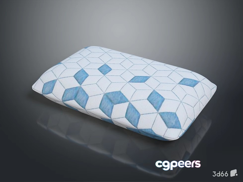 A Blue And White Pillow 3D Model - 23045 - VRAY Render A Blue And White Pillow 3D Model - 23045 - VRAY Render