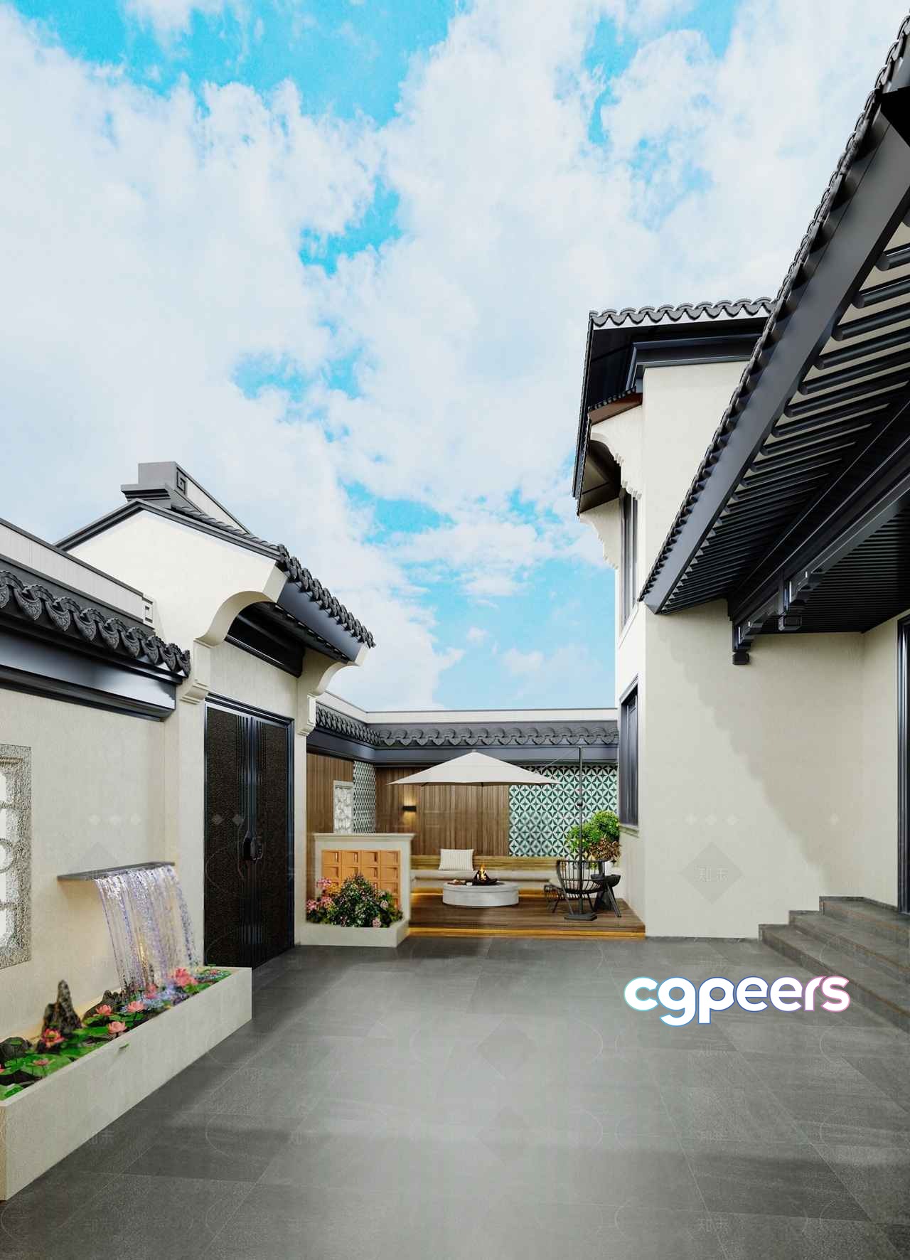 A Serene Courtyard 3D Model - 10406 - VRAY Render