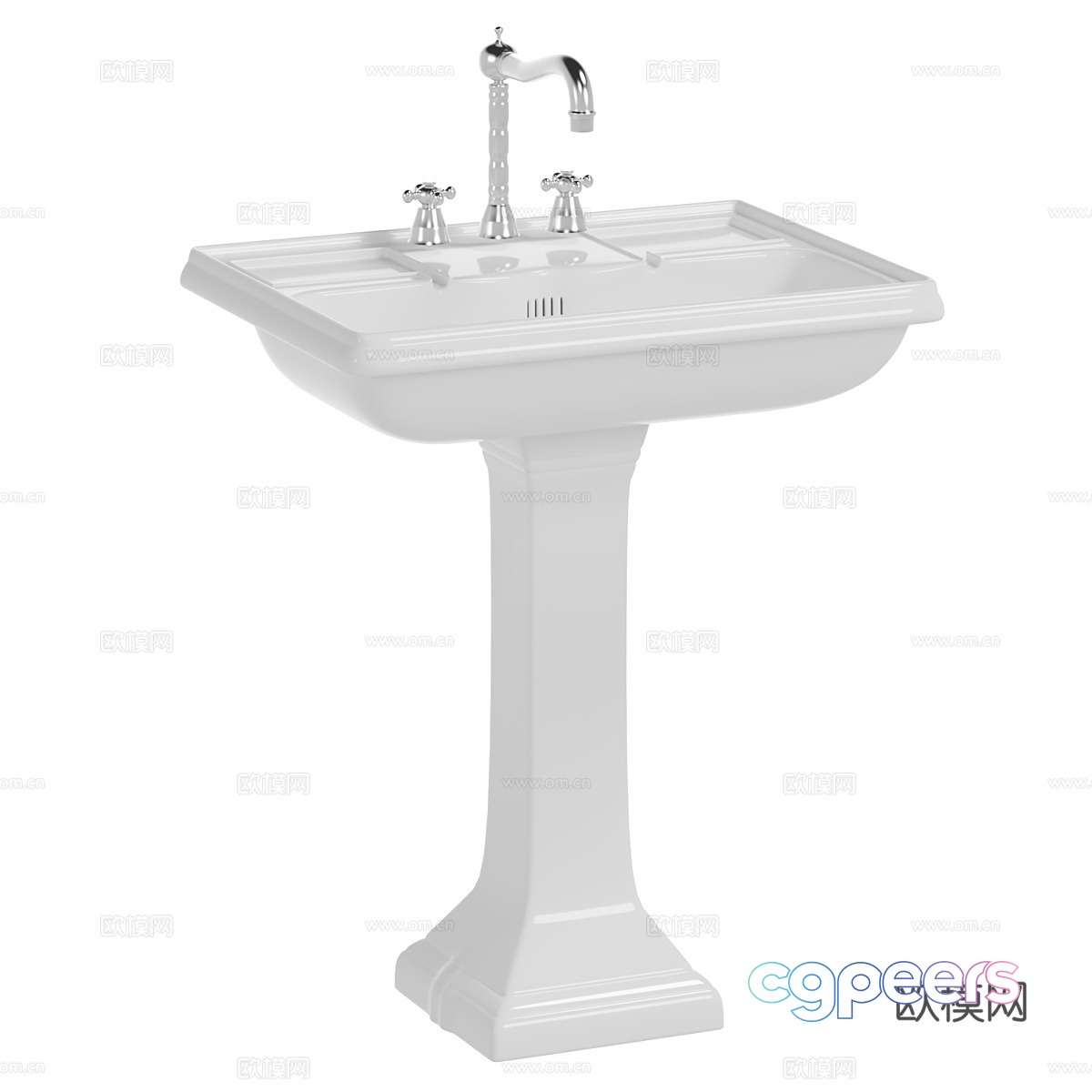 A White Pedestal Sink 3D Model - 15126 - VRAY Render