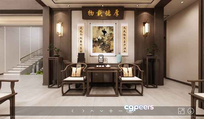 A Traditional Chinese-Style Living Room 3D Model - 14622 - VRAY Render A Traditional Chinese-Style Living Room 3D Model - 14622 - VRAY Render