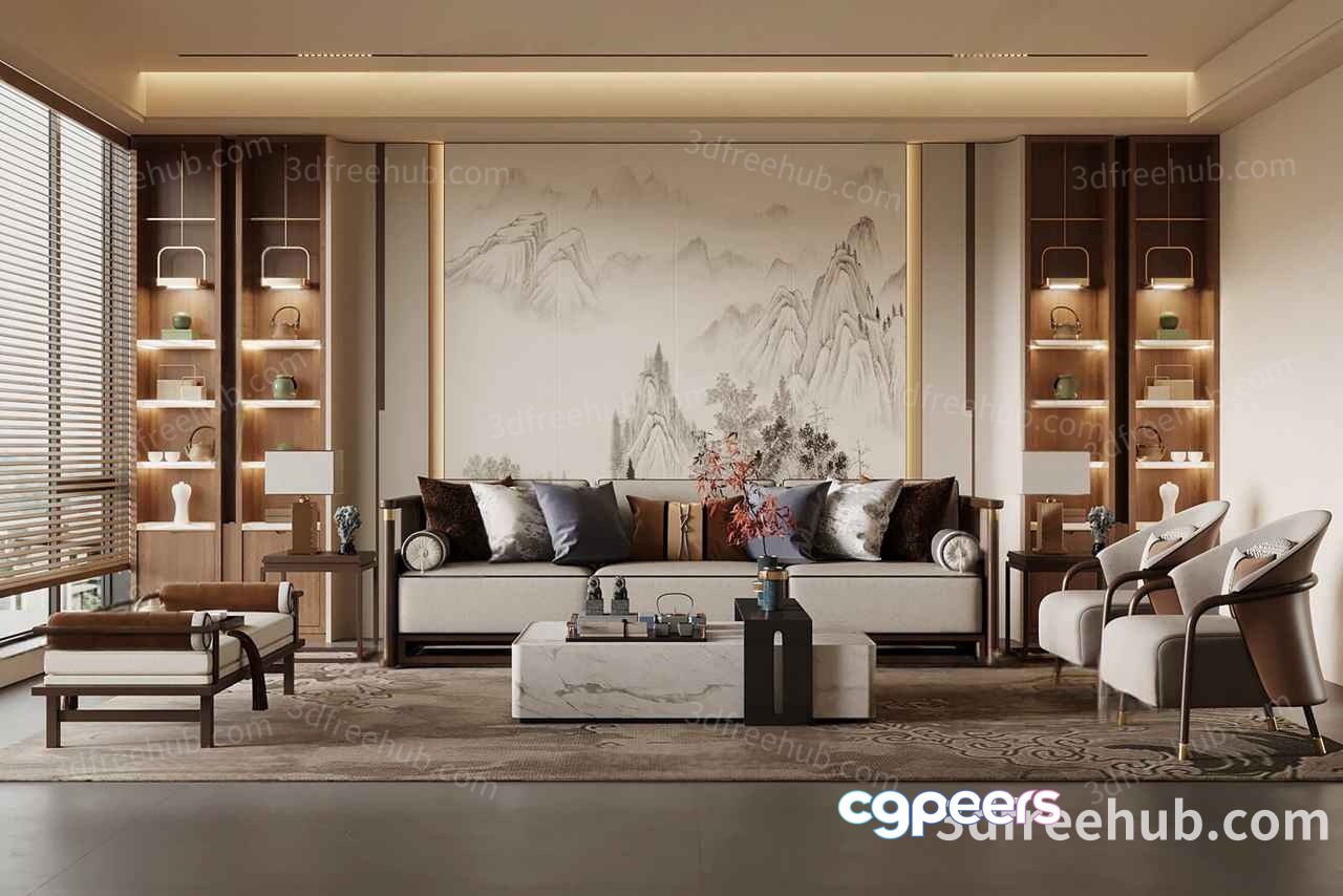 Modern Living Room 3D Model - 19269 - VRAY Render Modern Living Room 3D Model - 19269 - VRAY Render