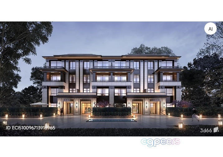 A Large House With A Modern Design 3D Model - 9957 - VRAY Render
