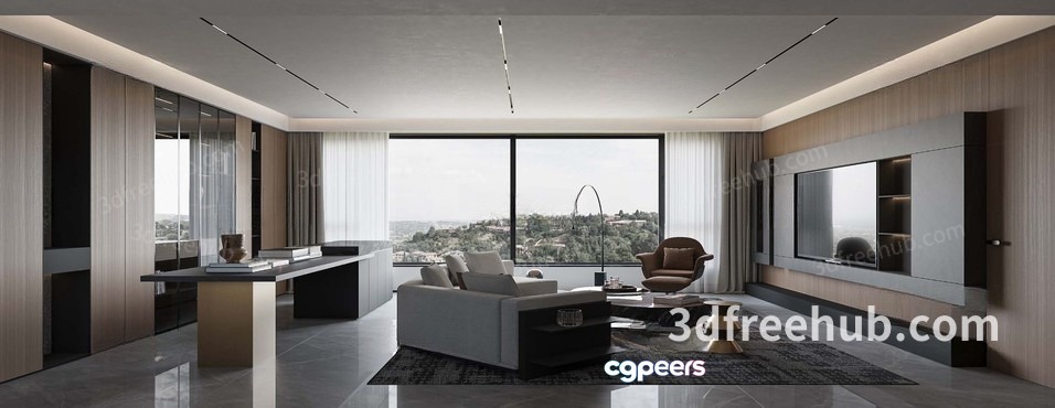 Modern Living Room 3D Model - 23594 - VRAY Render Modern Living Room 3D Model - 23594 - VRAY Render