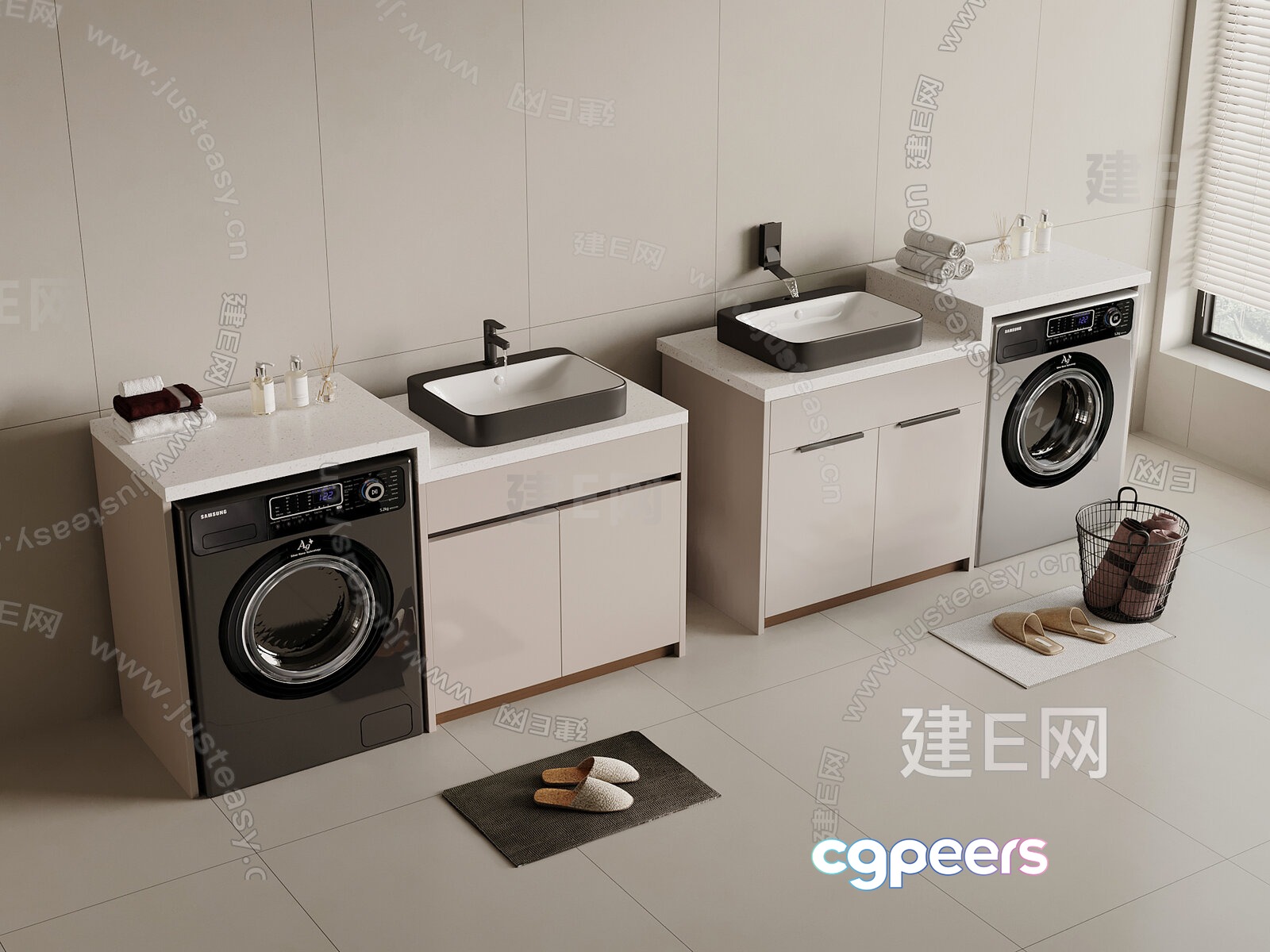 A Modern Laundry Room 3D Model - 418 - VRAY Render