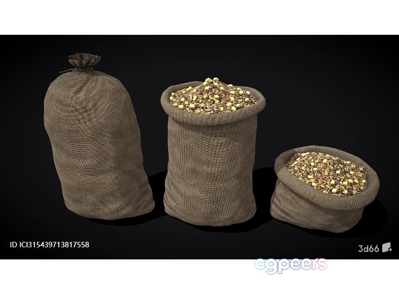 Three Bags Of Nuts 3D Model - 6487 - VRAY Render