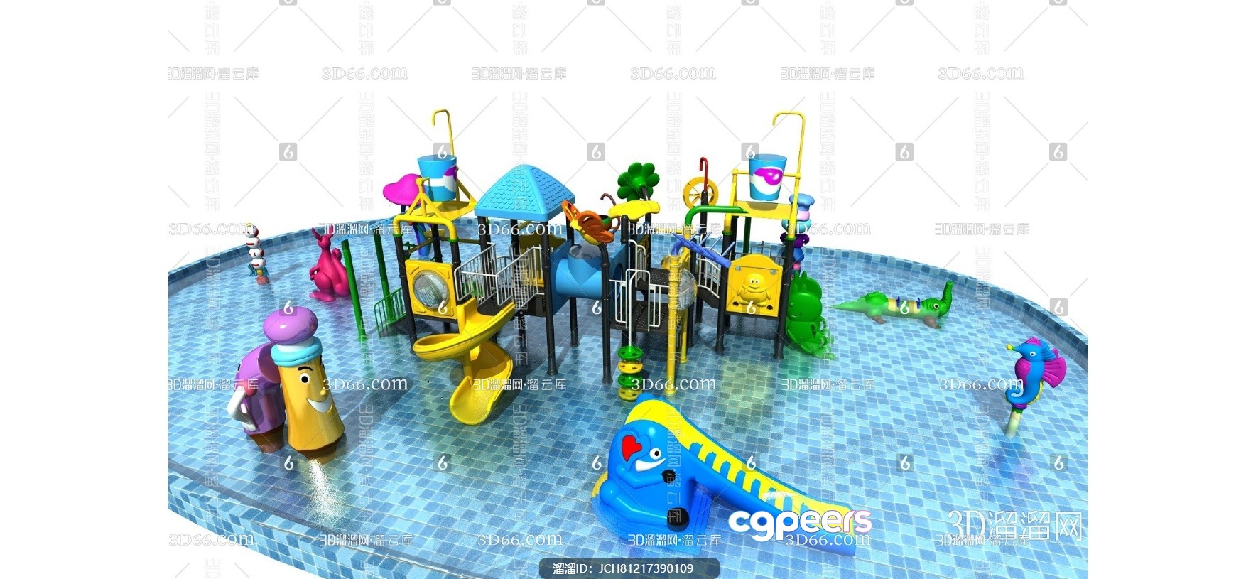 A 3D Rendering Of A Colorful Playground 3D Model - 8587 - VRAY Render A 3D Rendering Of A Colorful Playground 3D Model - 8587 - VRAY Render
