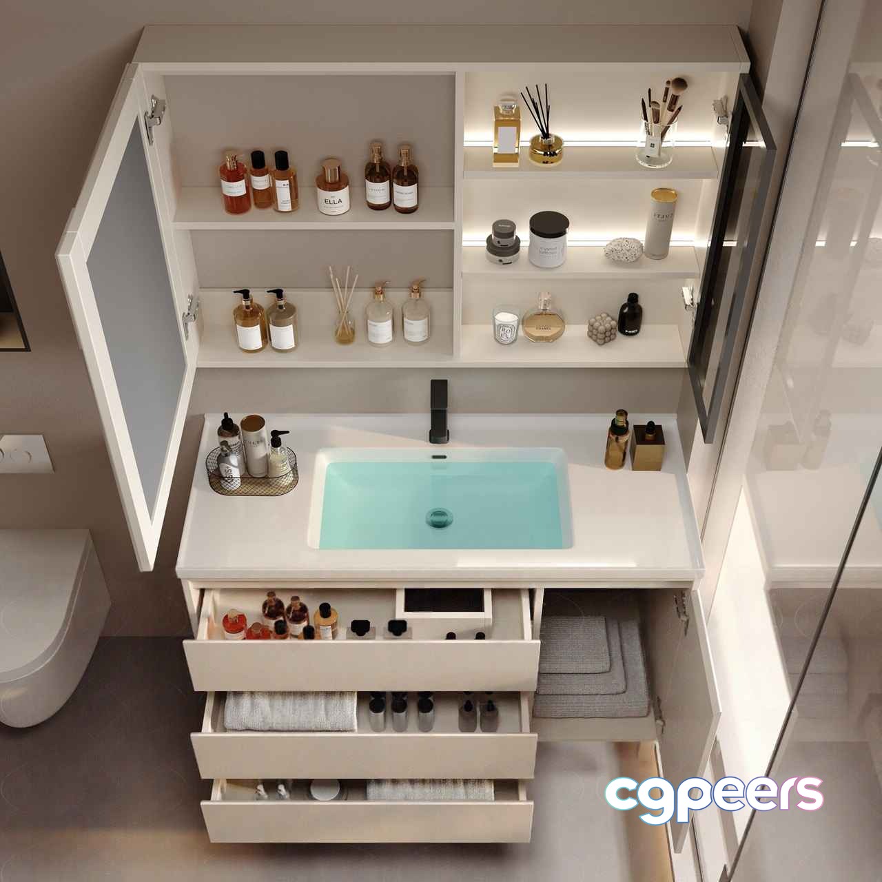 Modern Bathroom Vanity 3D Model - 3234 - VRAY Render