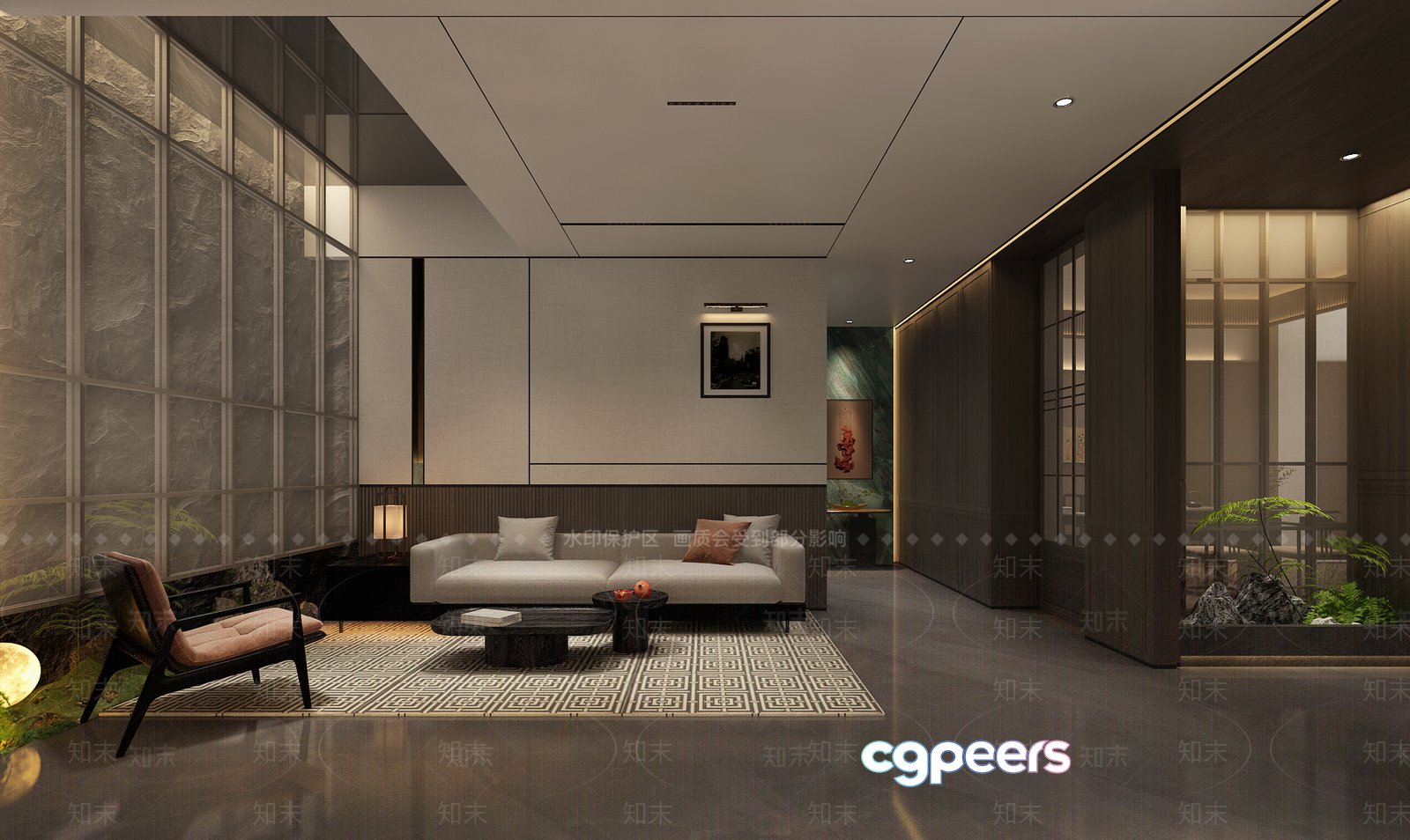 Modern Living Room 3D Model - 13661 - VRAY Render