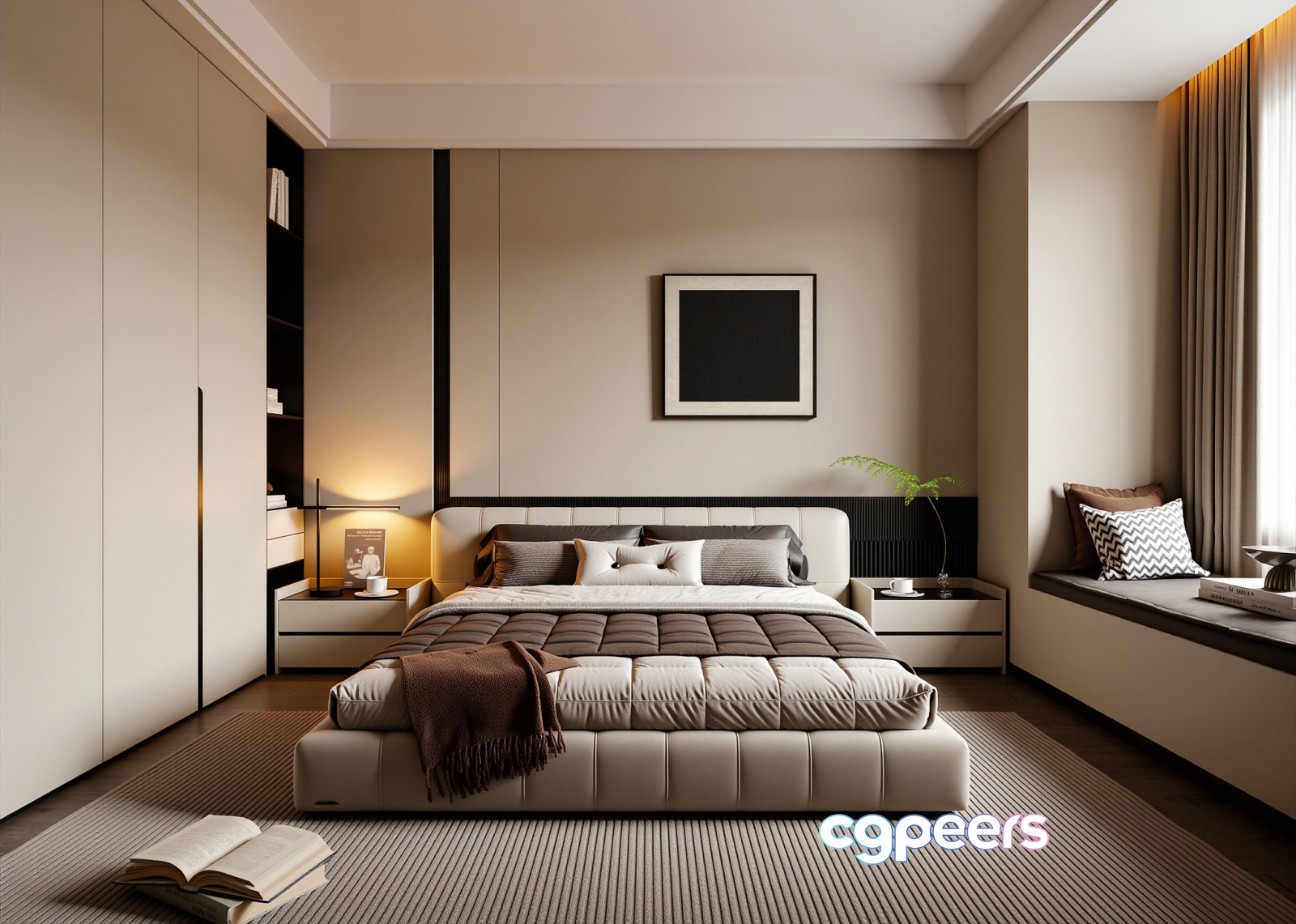 Modern Beige Bedroom 3D Model - 17771 - VRAY Render