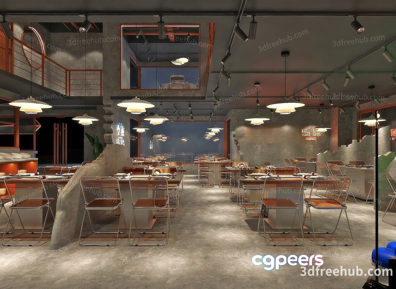 Modern Restaurant Dining Room 3D Model - 20594 - VRAY Render Modern Restaurant Dining Room 3D Model - 20594 - VRAY Render