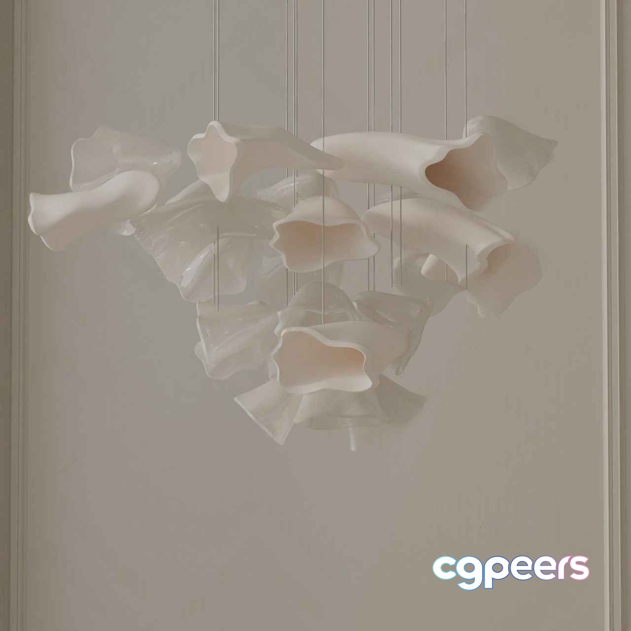 A White Abstract Chandelier 3D Model - 23410 - VRAY Render