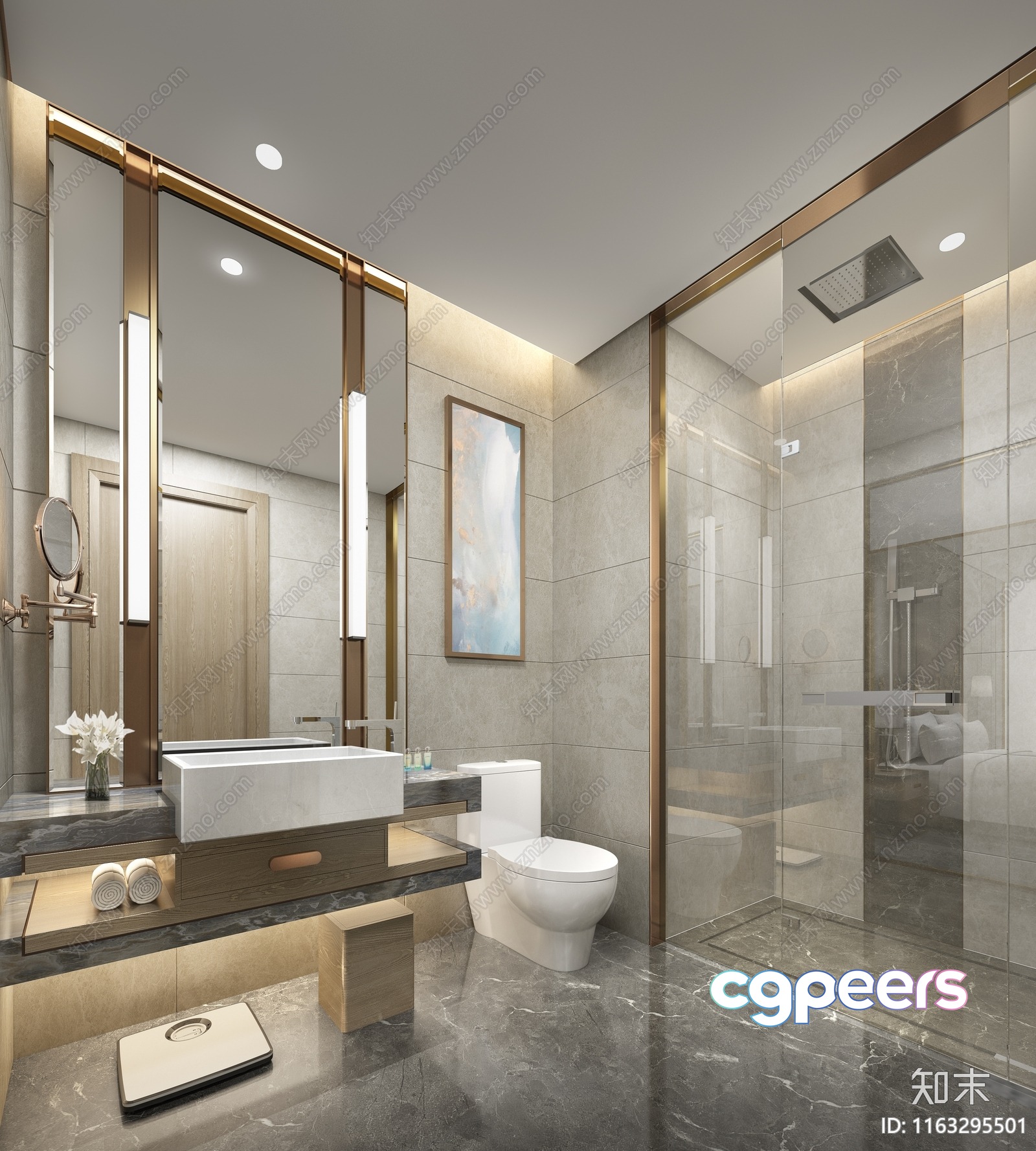 Modern Bathroom 3D Model - 11075 - VRAY Render