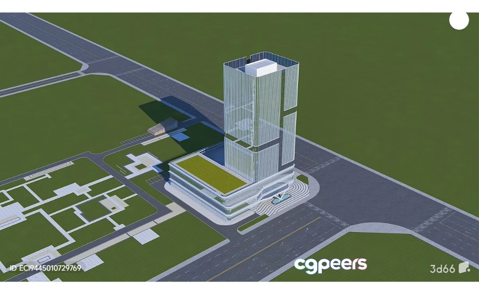 Modern Office Building 3D Model - 5583 - VRAY Render