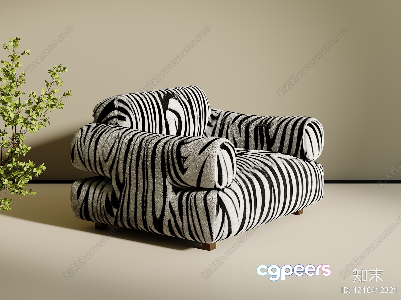 Modern Zebra Chair 3D Model - 13782 - VRAY Render