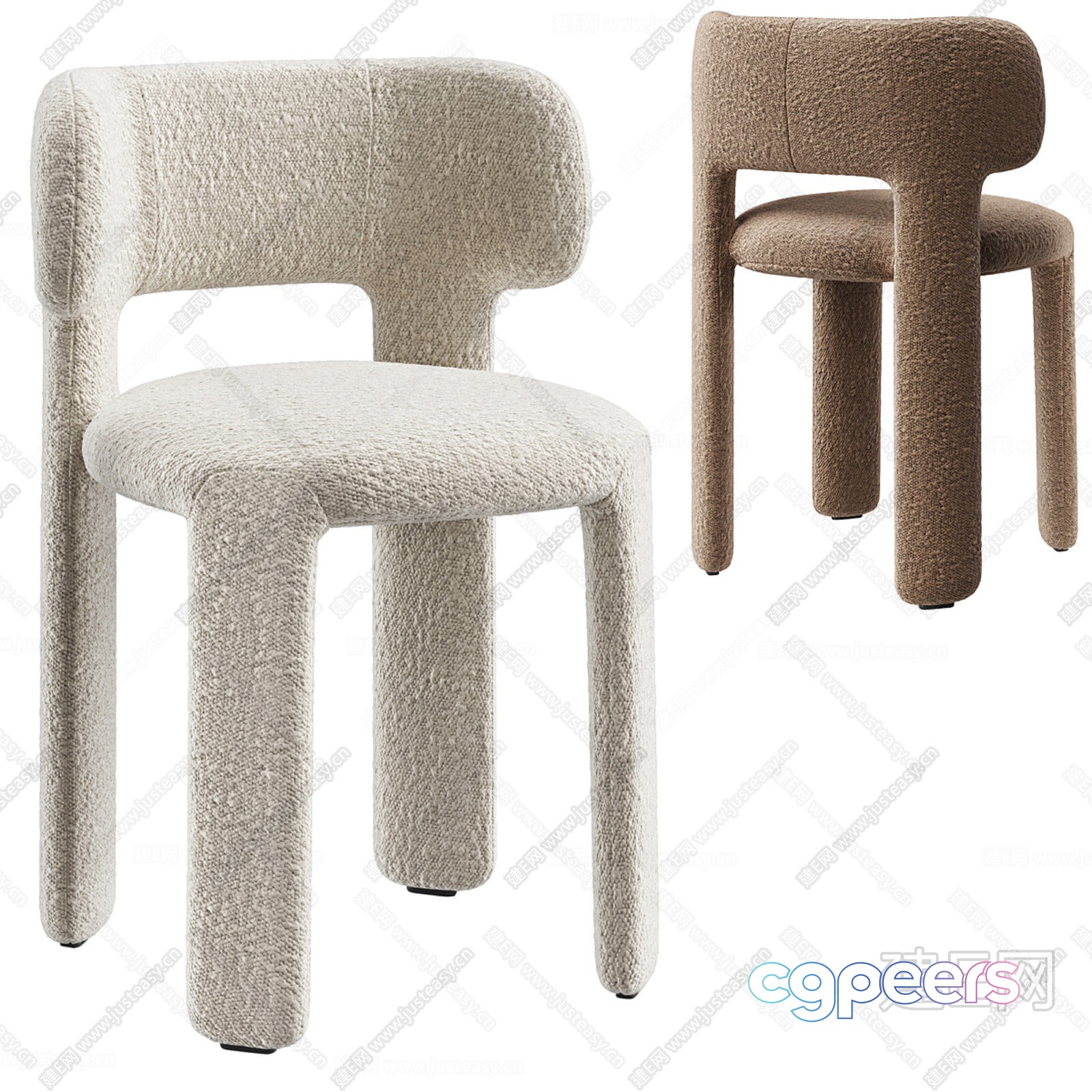 Furry Beige Chair 3D Model - 9723 - VRAY Render