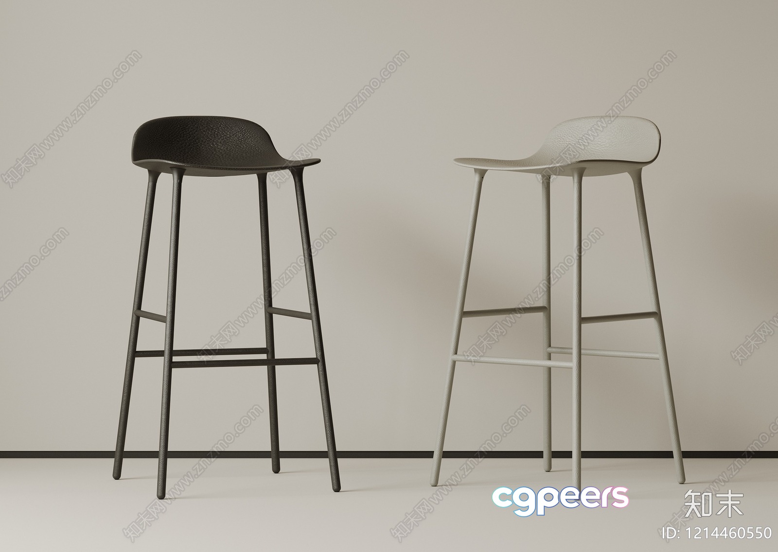 Two Tall Stools 3D Model - 22837 - VRAY Render Two Tall Stools 3D Model - 22837 - VRAY Render