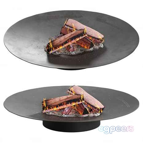 A Round Black Metal Fire Pit With A Flame 3D Model - 7637 - CORONA Render A Round Black Metal Fire Pit With A Flame 3D Model - 7637 - CORONA Render