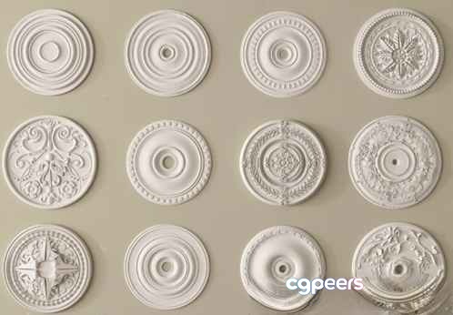White Ceiling Medallions 3D Model - 13261 - VRAY Render