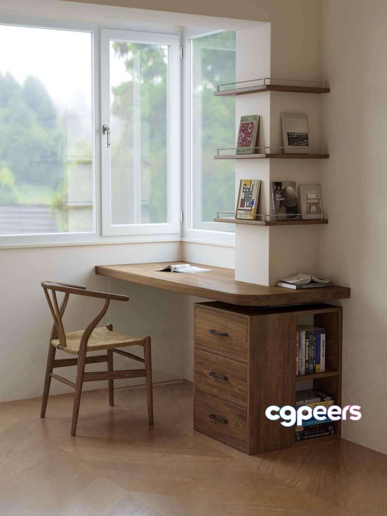 Modern Wooden Desk 3D Model - 18167 - VRAY Render Modern Wooden Desk 3D Model - 18167 - VRAY Render