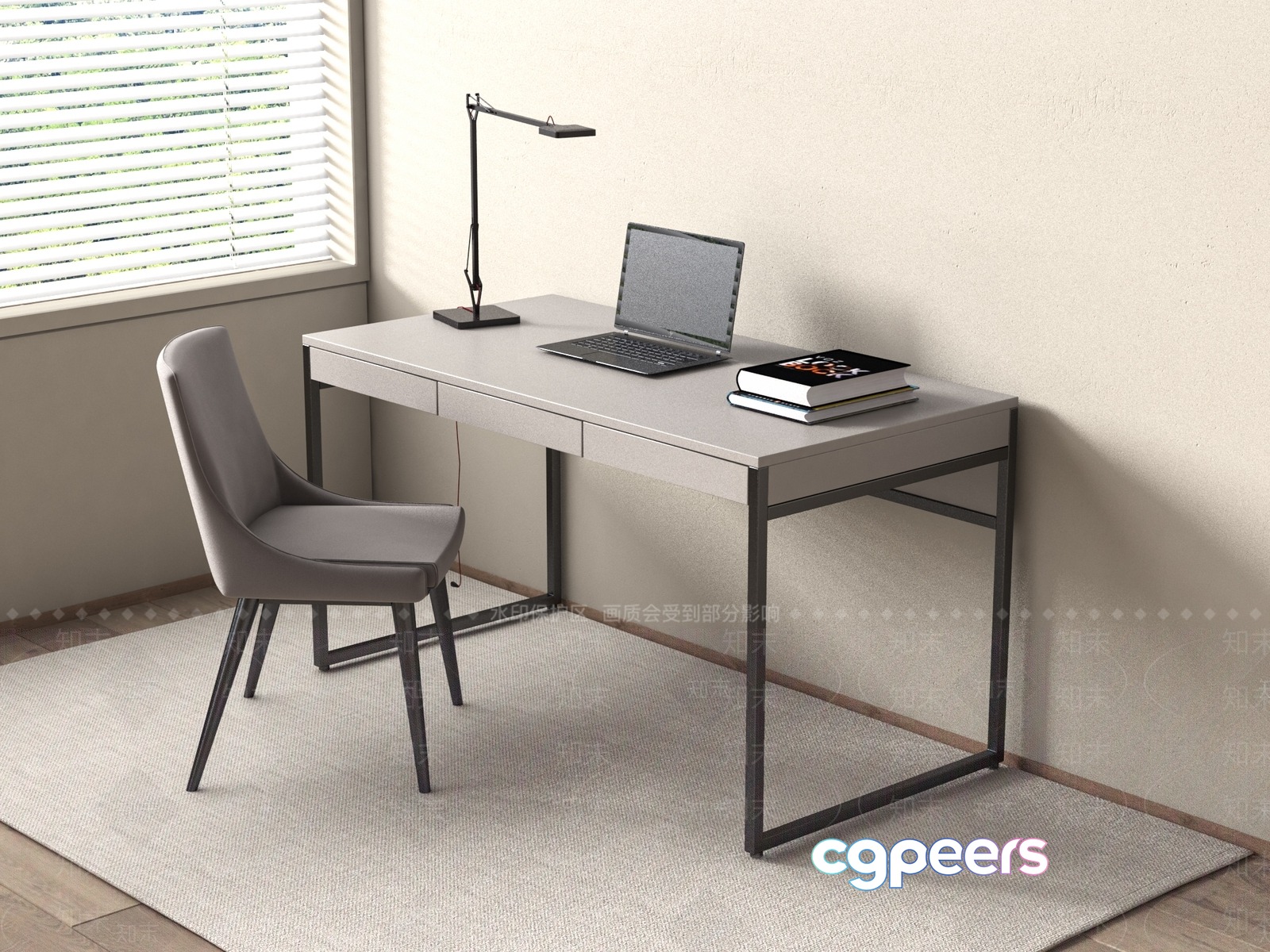 Modern Home Office Setup 3D Model - 20424 - VRAY Render Modern Home Office Setup 3D Model - 20424 - VRAY Render