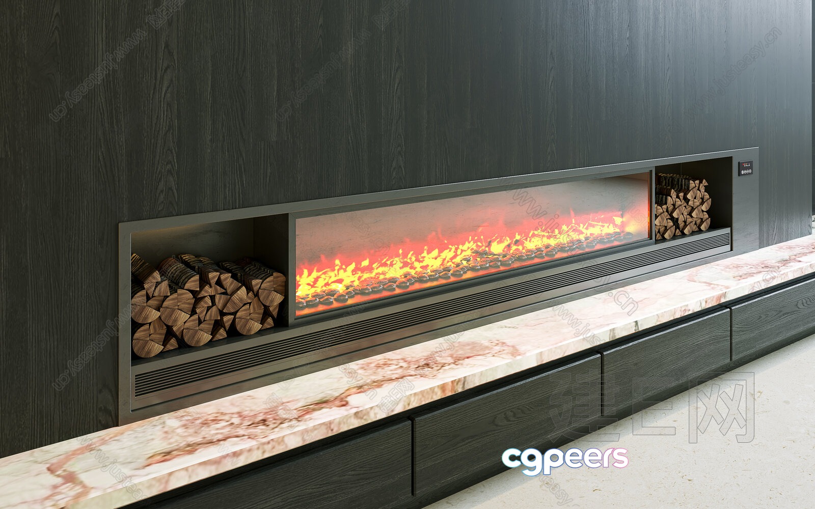 Modern Electric Fireplace 3D Model - 16577 - VRAY Render Modern Electric Fireplace 3D Model - 16577 - VRAY Render