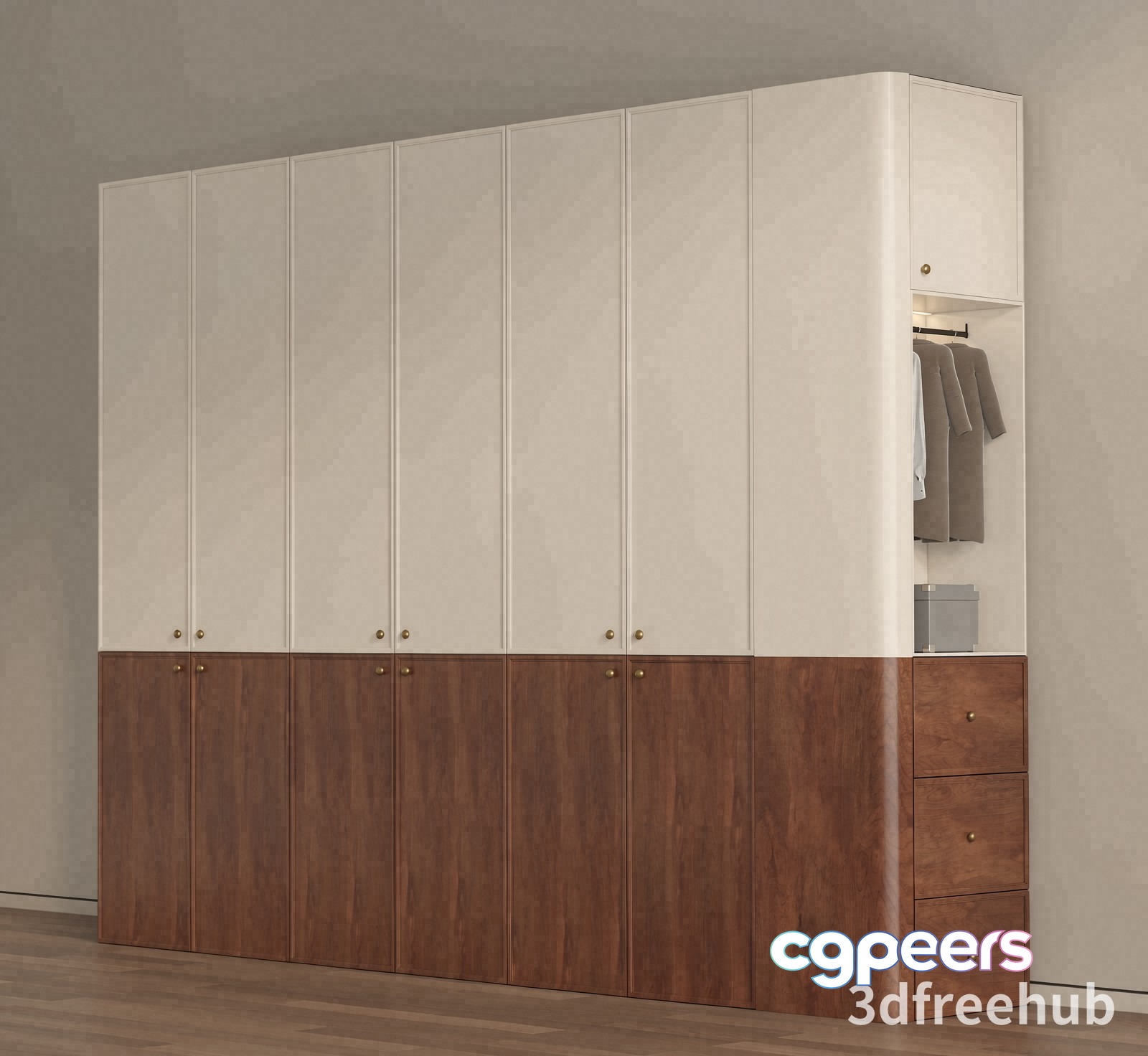 Modern Wardrobe With Drawers 3D Model - 21255 - VRAY Render