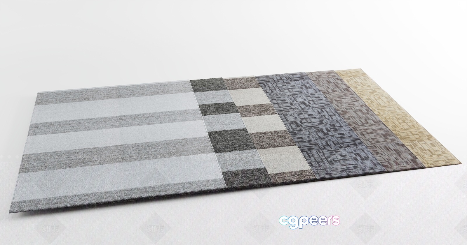 A Rug With A Striped Pattern 3D Model - 18868 - VRAY Render