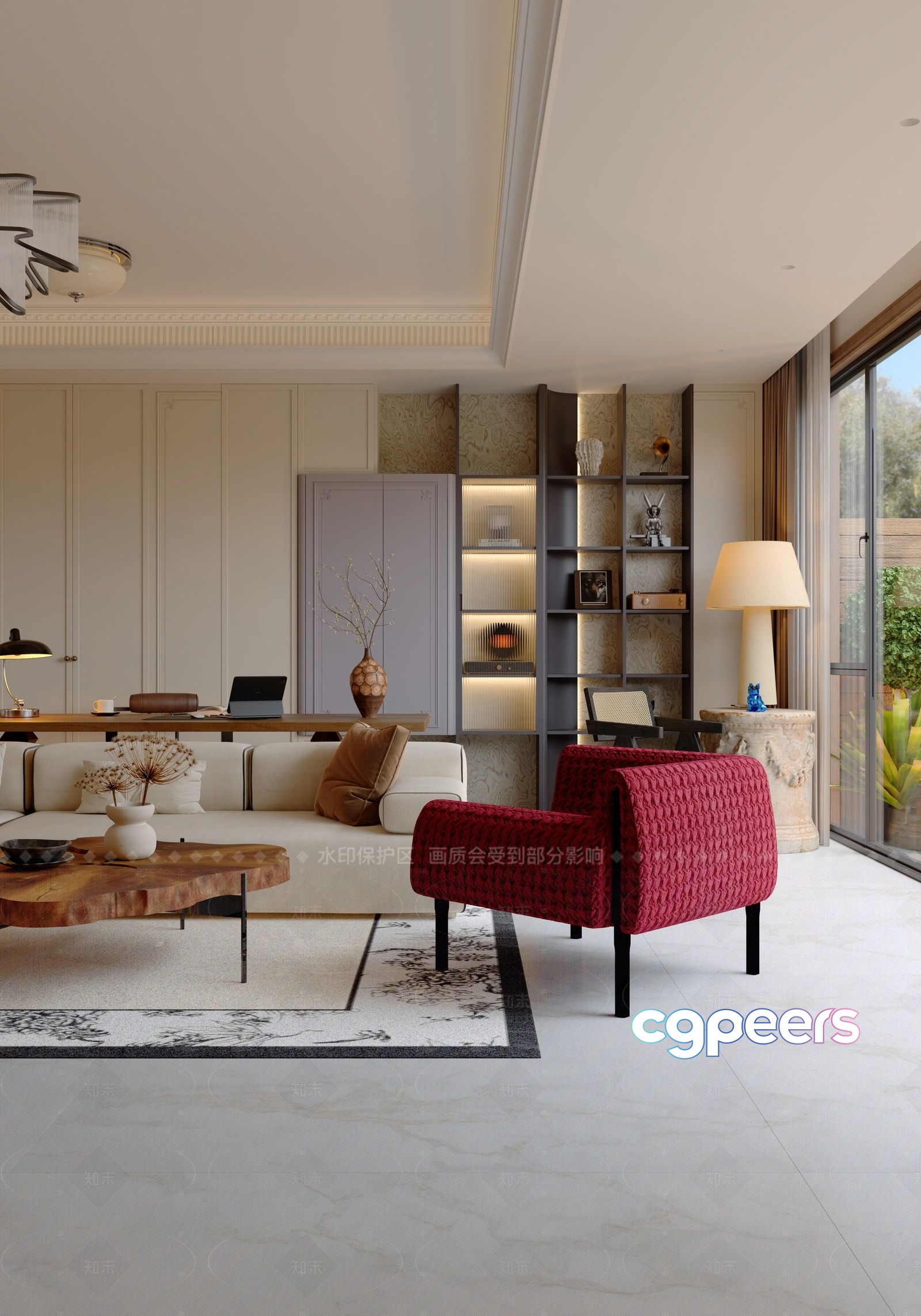Modern Living Room 3D Model - 195 - VRAY Render