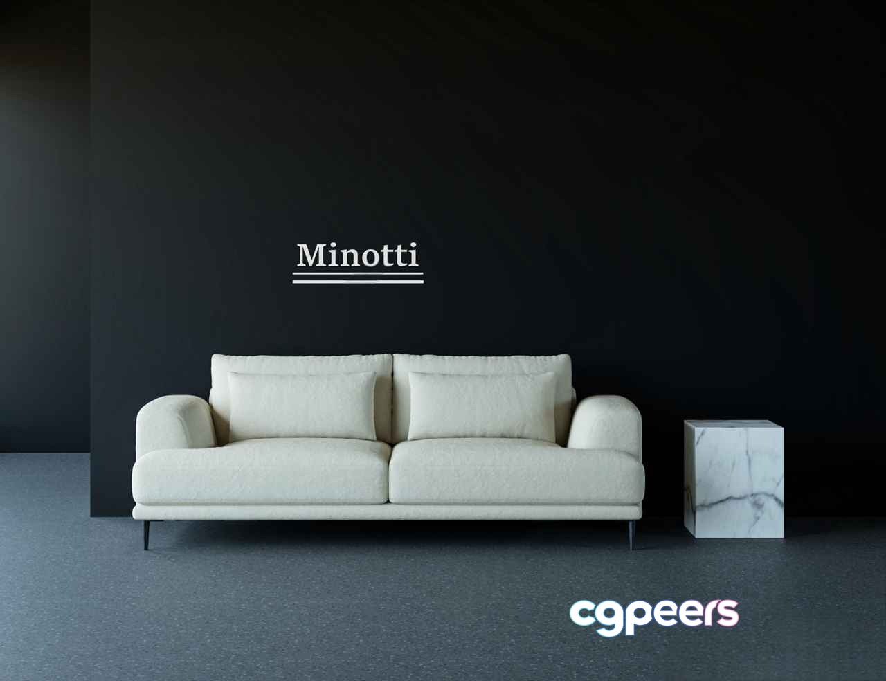 A Modern White Couch 3D Model - 16211 - VRAY Render