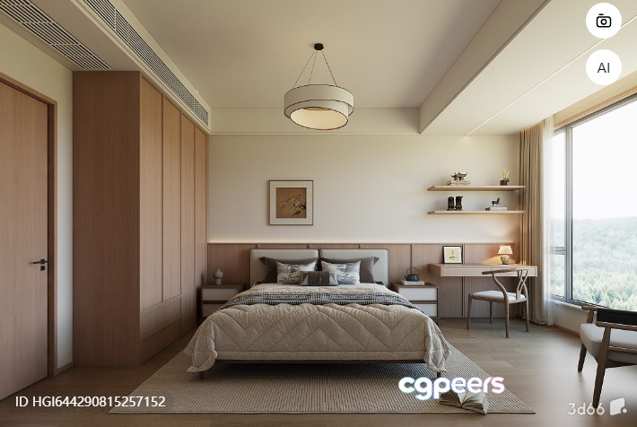 Cozy Modern Bedroom 3D Model - 18078 - VRAY Render