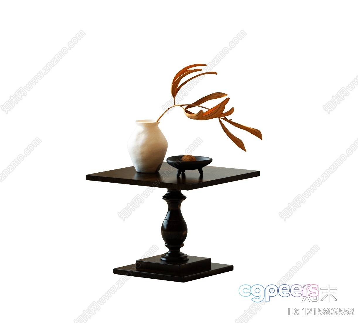 A Small Table With A Vase And Bowl On It 3D Model - 14494 - VRAY Render