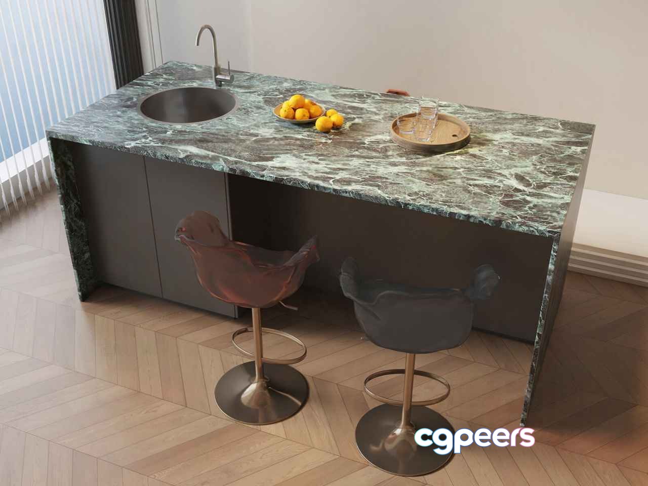 Modern Kitchen Island 3D Model - 18454 - CORONA Render