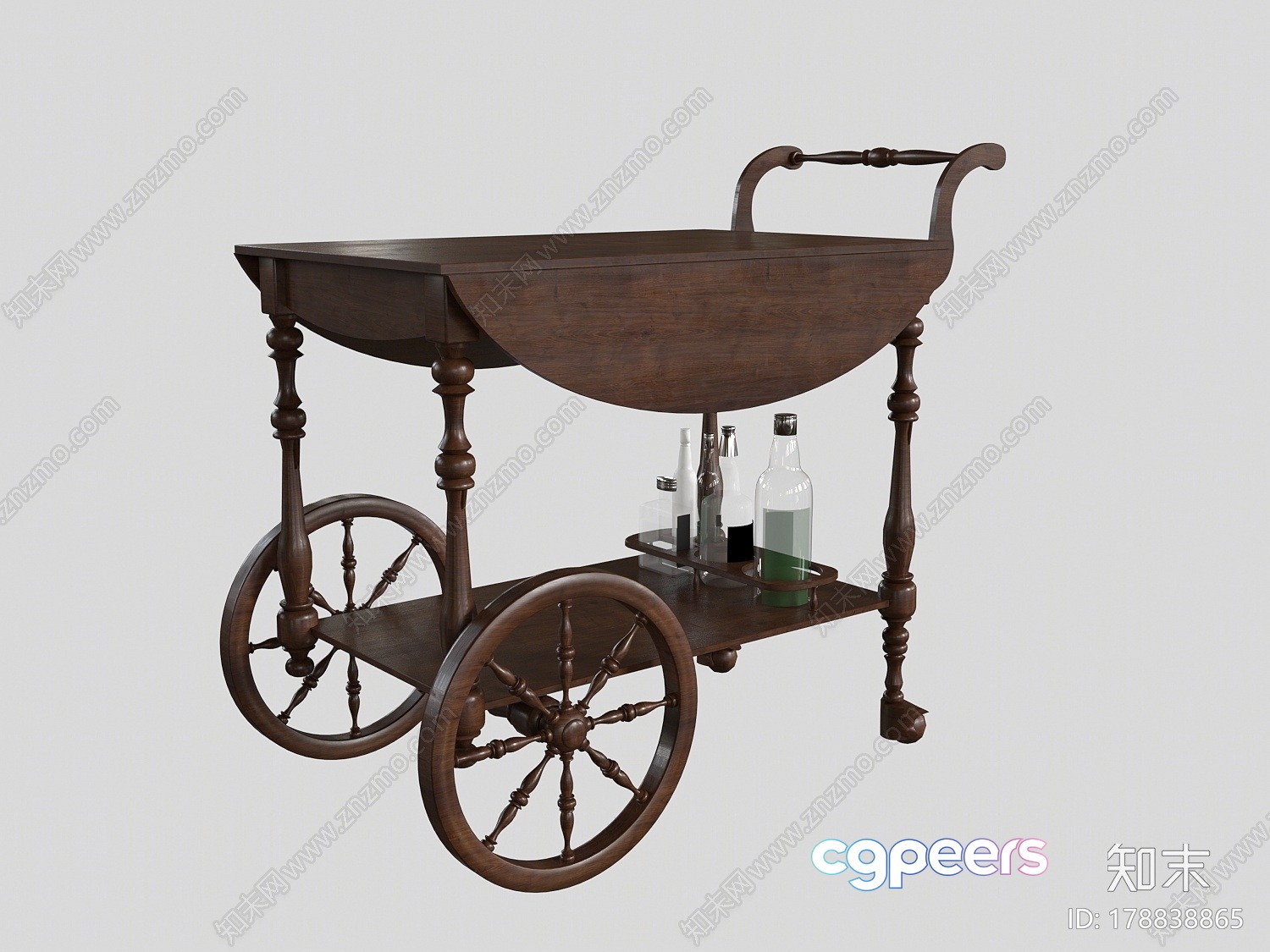 A Wooden Tea Cart 3D Model - 8720 - CORONA Render A Wooden Tea Cart 3D Model - 8720 - CORONA Render