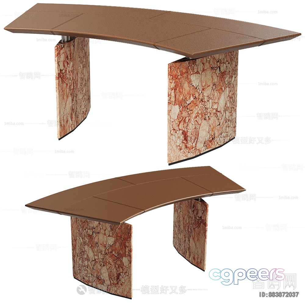 Brown And Marble Table 3D Model - 13638 - VRAY Render