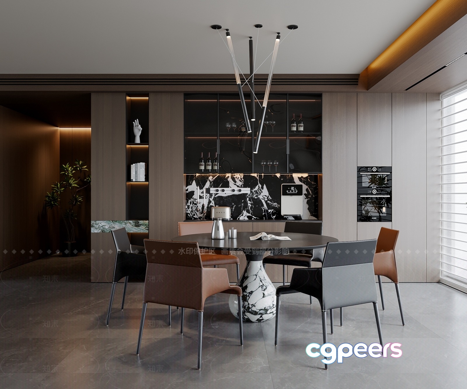 Modern Dining Room 3D Model - 201 - VRAY Render