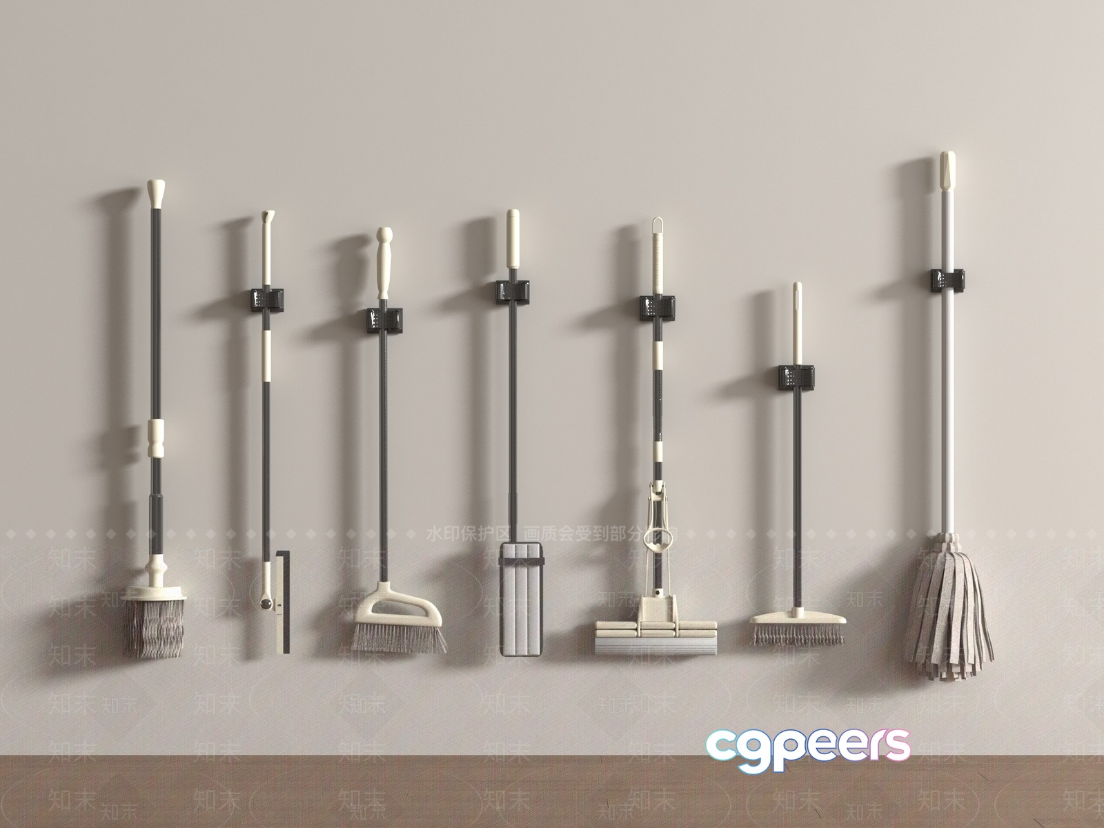A Collection Of Cleaning Tools 3D Model - 16179 - VRAY Render A Collection Of Cleaning Tools 3D Model - 16179 - VRAY Render