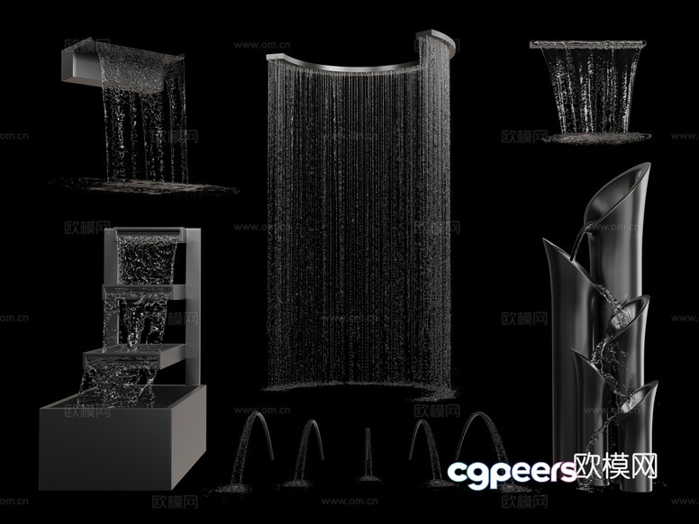 A Waterfall Fountain With Multiple Spouts 3D Model - 15313 - CORONA Render A Waterfall Fountain With Multiple Spouts 3D Model - 15313 - CORONA Render