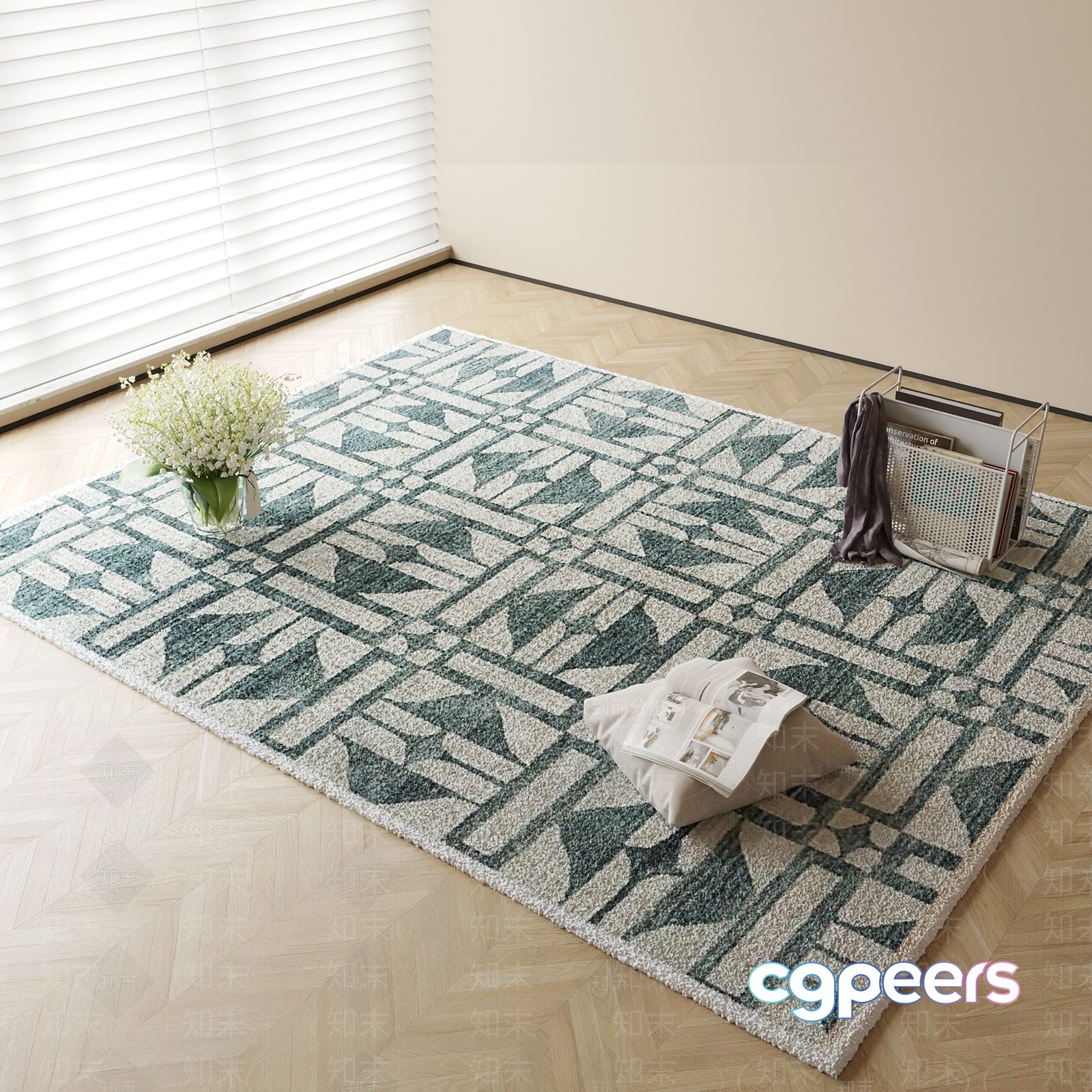 A Rug With A Geometric Pattern 3D Model - 12756 - VRAY Render