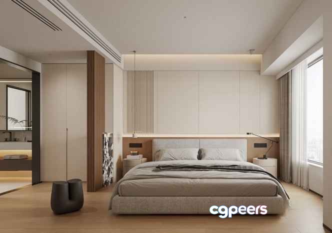 Modern Minimalist Bedroom 3D Model - 5026 - CORONA Render