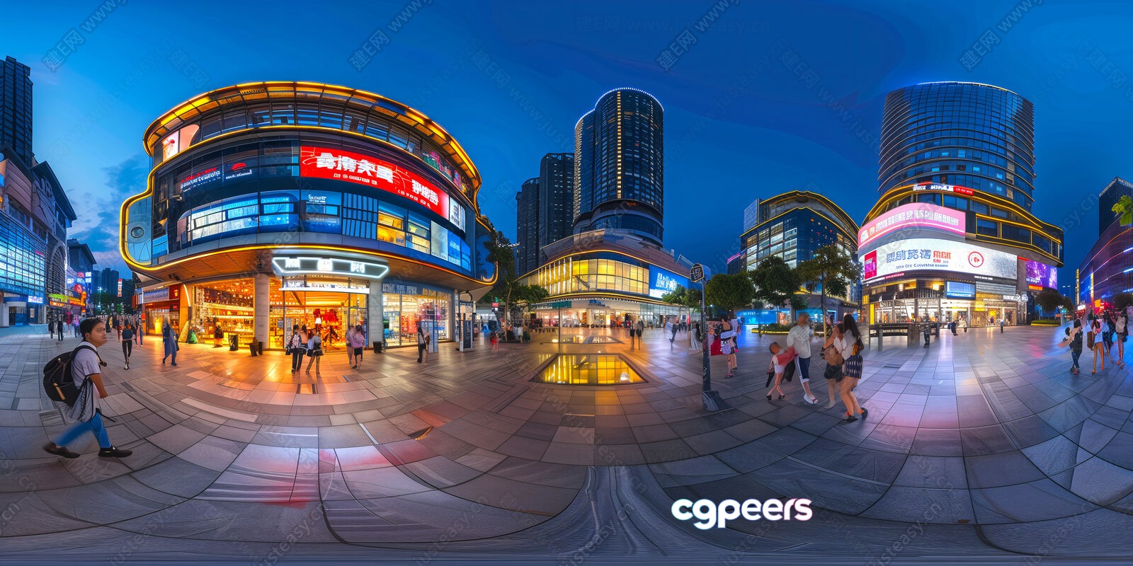 A Busy City Square 3D Model - 11478 - VRAY Render